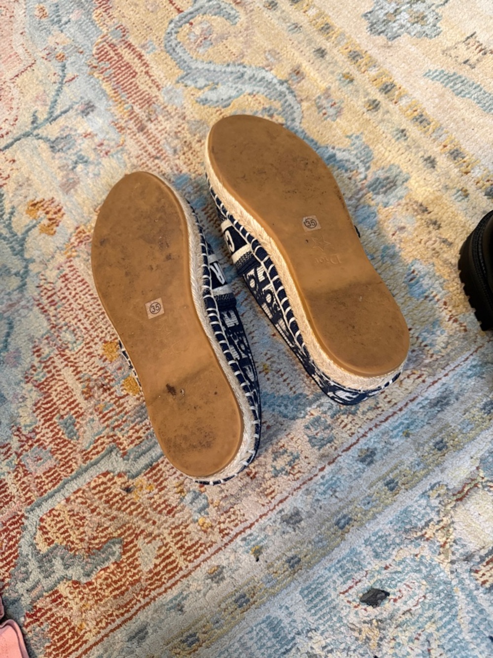 Dior Navy and Cream Logo Espadrilles - Picture 7 of 9